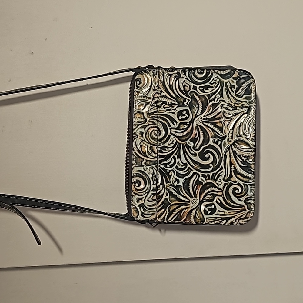 NWOT Patricia Nash granada turquoise tooled leather crossbody purse - Picture 2 of 12